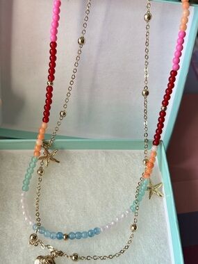 Park Lane Multi-Color Beaded Layered Necklace with Gold Starfish Accents